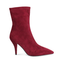 Bottines bordeaux en microfibre avec talon de 9 cm, Primadonna, 262744605MFBORD035, 001a