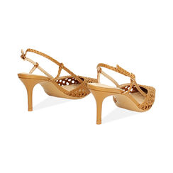 Décolleté slingback donna cognac con intreccio, tacco 7 cm, Primadonna, 252103536EICOGN036, 004 preview