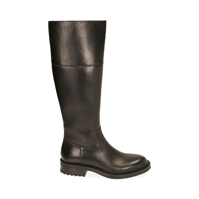 Bottes plates Femme en cuir noir talon 3 5 cm Primadonna Collection