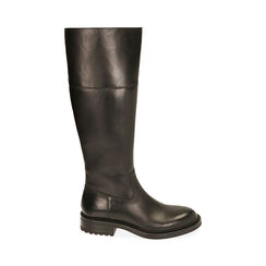 Stivali flat neri in pelle, tacco 3,5 cm , Primadonna, 20N406605PENERO036, 001 preview