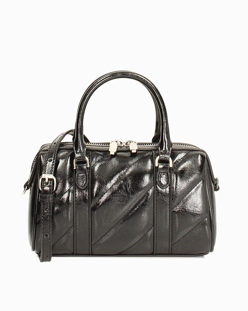 Mini bolsa negra brillante con correa removible, BLACK