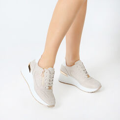 Zapatillas mujer beige en lona, Primadonna, 252812108CABEIG035, 002a