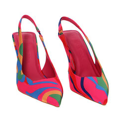 Décolleté slingback multicolor in raso, tacco 8,5 cm, Primadonna, 232161201RSMUVE041, 002a