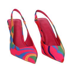 Décolleté slingback multicolor in raso, tacco 8,5 cm, Primadonna, 232161201RSMUVE035, 002a