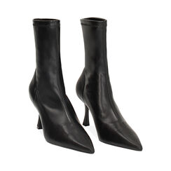 Tronchetto nero elasticizzato, tacco 8 cm, Primadonna, 242136301EPNERO037, 002 preview