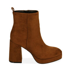Ankle boots cognac in microfibra, tacco 9,5 cm , Primadonna, 204908706MFCOGN037, 001 preview