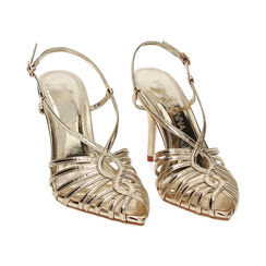 Sandali oro in laminato, tacco 9,5 cm, Ultime occasioni, 232107903LMOROG035, 002 preview
