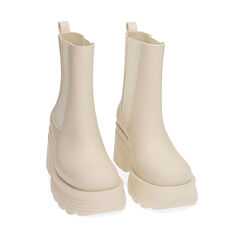 Chelsea boots da pioggia panna in pvc, 200901002PVPANN038, 002a