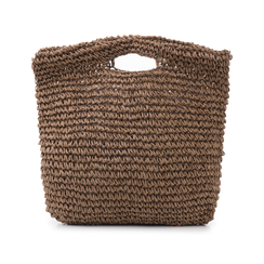 Borsa grande mare marrone in paglia intrecciata,