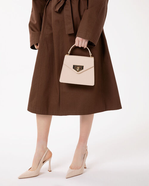 Mini bag beige con tracolla removibile, BEIGE