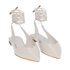Ballerine slingback lace-up bianche, 194974156EPBIAN037, 002a