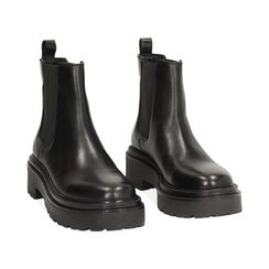 Bottines Beatles noires en cuir véritable avec talon de 5,5 cm, Primadonna, 26N565073PENERO035, 003 preview