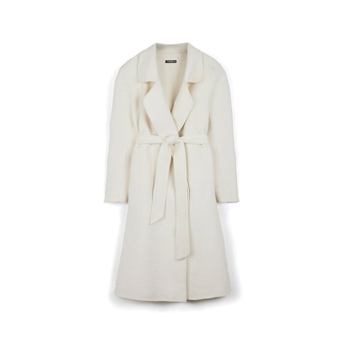 Cappotto panna in tessuto con cintura, Primadonna, 261950802TSPANNM