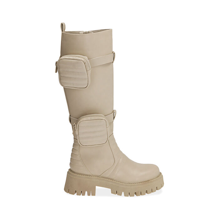 Botas color nata para mujer con bolsillos | Primadonna Collection