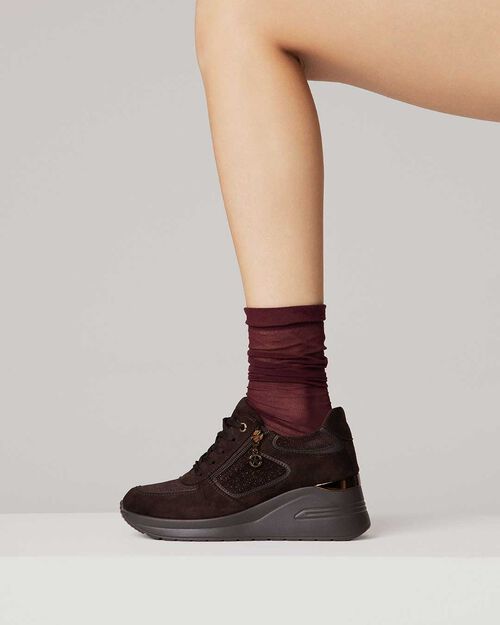 Sneakers marr&oacute;n oscuro con cu&ntilde;a interna 7 cm, DK BROWN