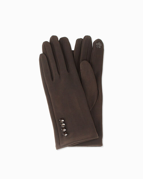 Gants marron fonc&eacute; avec boutons d&eacute;coratifs, DK BROWN