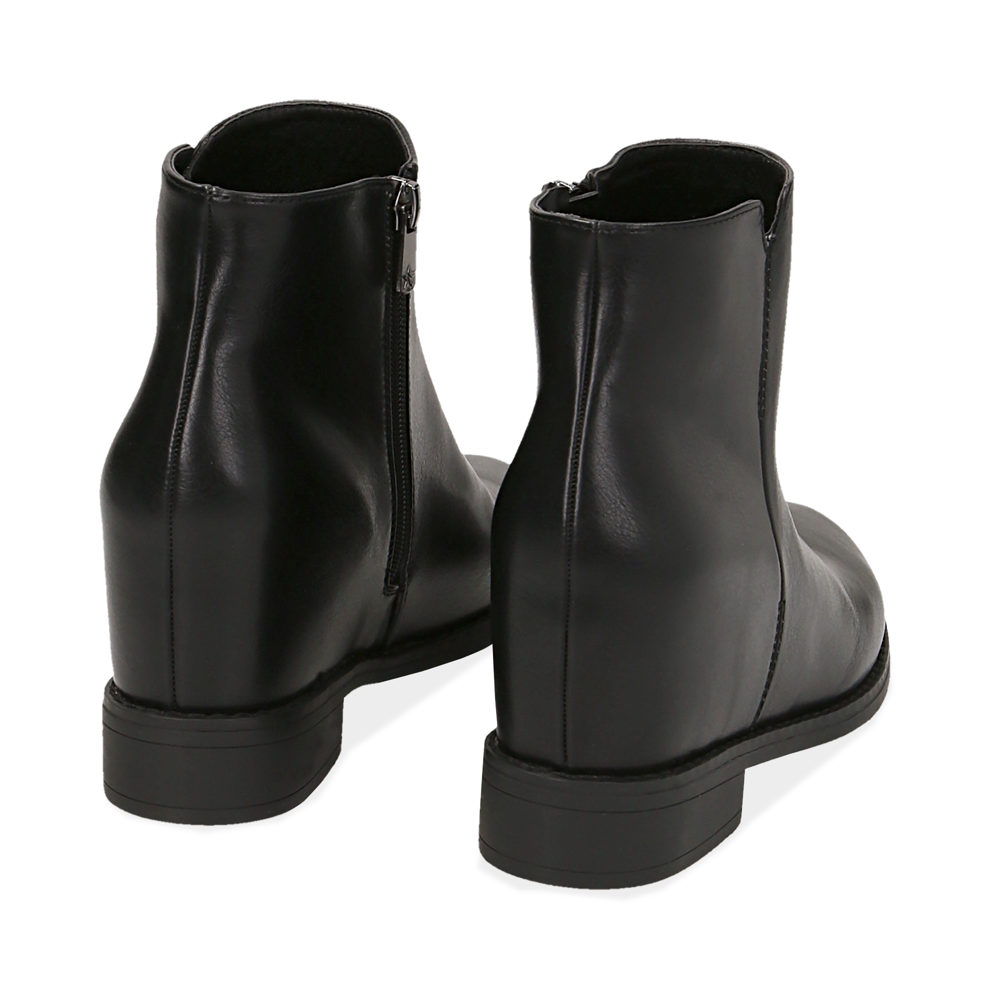 Ankle boots neri in eco-pelle con zeppa interna | Primadonna Collection