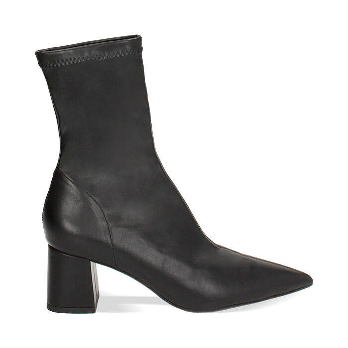 Tronchetto nero elastico, tacco 6 cm, Primadonna, 242121501EPNERO038