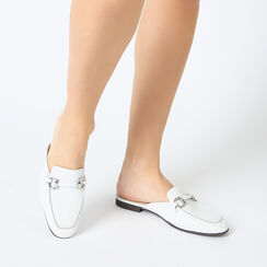 Sabots femme blancs en cuir, Primadonna, 257725526PEBIAN036, 002a