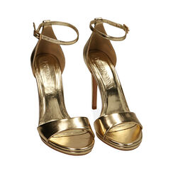 Sandalo con tacco donna oro con plateau, tacco 10 cm, Primadonna, 252133410LMOROG035, 003 preview