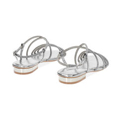 Sandales plates argent laminé avec pierres pour femmes, Primadonna, 254909961LPARGE035, 004 preview