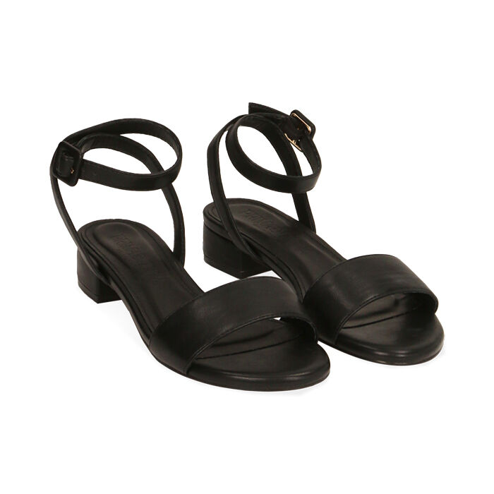 Sandali donna neri con cinturino, tacco 2,5 cm | Primadonna Collection