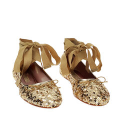 Ballerine lace-up oro con paillettes, Primadonna, 234930918PLOROG035, 002a