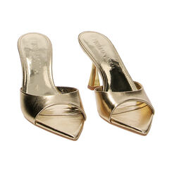 Mules Open Toe oro in laminato, tacco 8 cm, Ultime occasioni, 234948301LMOROG035, 002 preview