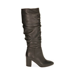 Bottes noires en cuir gaufré, talon 7,5 cm , Primadonna, 20A540703PENERO036, 001 preview