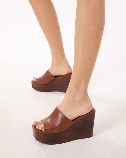 Zoccoli cognac tacco 10,5 cm, COGNAC