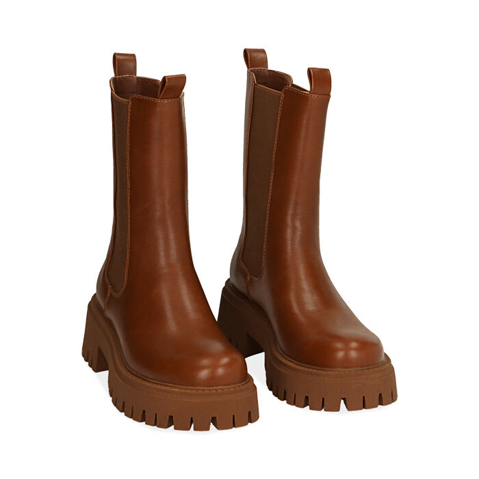 Chelsea boots pour femme cognac talon 5 5 cm Primadonna Collection