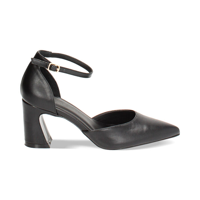 D&eacute;collet&eacute; open shank nere, tacco largo 7 cm, Primadonna, 244909512EPNERO035