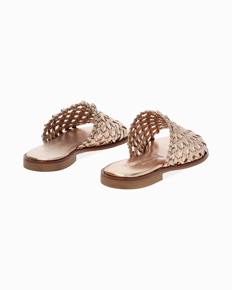 Sandali bassi donna oro in pelle intrecciata image number null