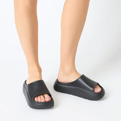 Sandalias de playa para mujer negras en PVC, Primadonna, 254740613PVNERO036, 002a