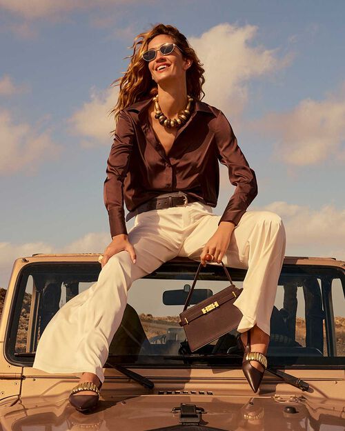 Ballerines marron slingback, DK BROWN