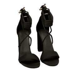 Sandali lace-up neri in tessuto, tacco 10,5 cm, Primadonna, 212760851LYNERO035, 002 preview