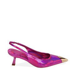 Décolleté slingback specchio fucsia, tacco 6 cm, Ultime Occasioni, 212141502SPFUCS036, 001a