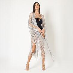 Poncho donna argento in tessuto, Primadonna, 25B450105TSARGEUNI, 002a