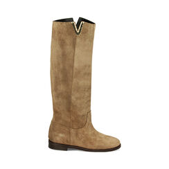 Stivali taupe in camoscio, tacco 2,5 cm, Primadonna, 22L601105CMTAUP041, 001 preview