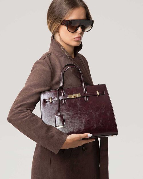 SACS SAC A MAIN SYNTHETIQUE BRILLANT BOR, BURGUNDY