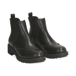 Chelsea boots neri in eco-pelle con lavorazione Duilio, Stivaletti, 140692614EPNERO036, 002 preview