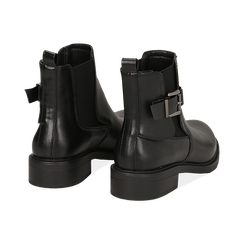 Chelsea boots neri in eco-pelle con cinturino, Stivaletti, 14A776160EPNERO036, 004 preview