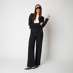 Pantalone tuta nero in tessuto con dettagli eleganti, Primadonna, 26C925182TSNEROL, 002a