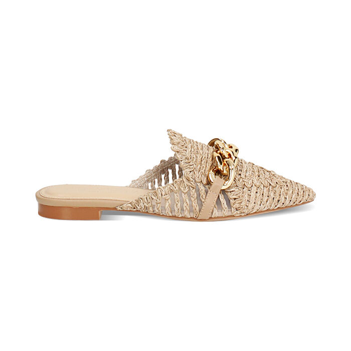 Sabot donna taupe in raffia, Primadonna, 254971501RFTAUP035