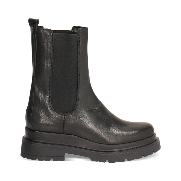 Boots Beatles noirs en cuir lavé avec des détails uniques, Primadonna, 261050502PANERO036