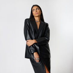 Chaqueta negra de material sintético con detalles modernos., Primadonna, 266541203EPNEROL, 002a