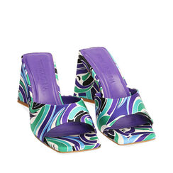 Mules viola in raso, tacco 8 cm , Scarpe, 192121402RSMUVI036, 002a