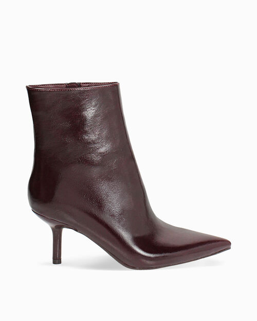 Bottines bordeaux brillantes &agrave; talon de 7 cm