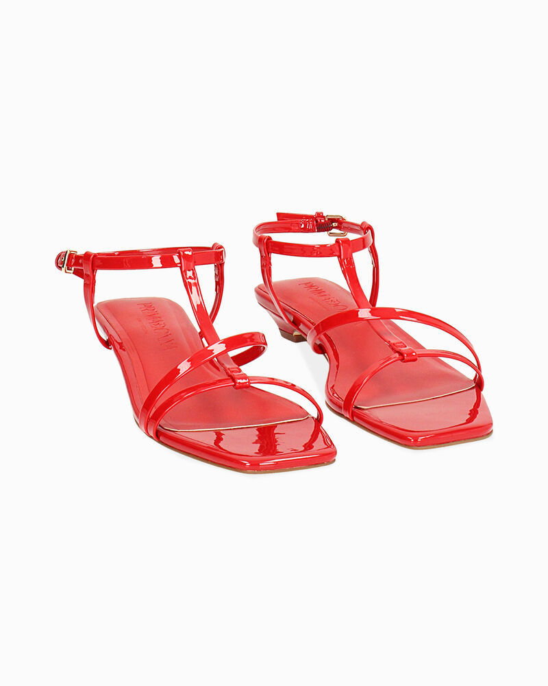 Sandalo donna rosso basso con t-bar image number null