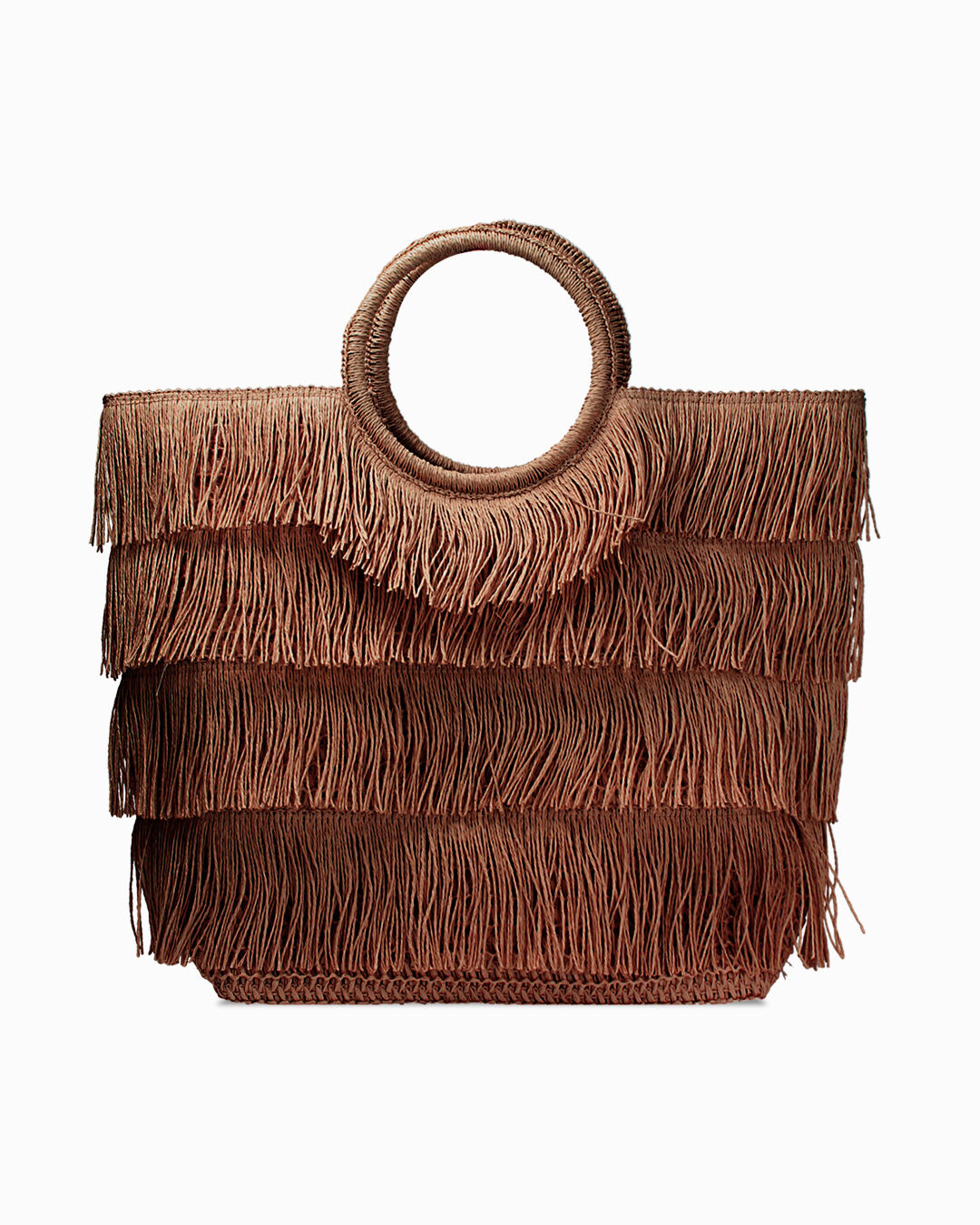 Borsa mare con frange marrone